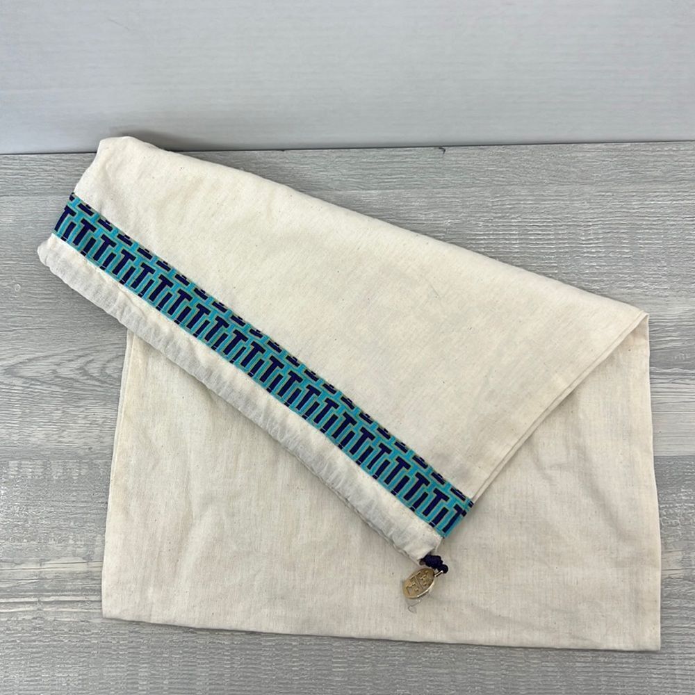 Tory Burch canvas dust bag with charm drawstring NWOT
